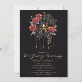 Invitación Gothic Gold & Red Spider Floral Web Handfasting