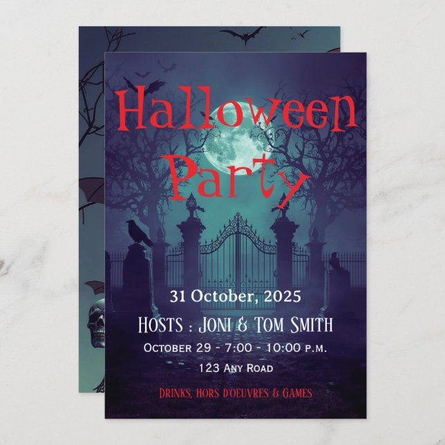 Invitación Gothic Haunted Gate Invitation | Spooky Halloween  (Anverso / Reverso)