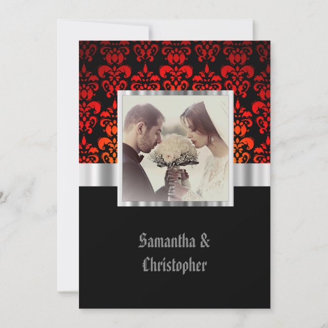 Invitación Gothic photo template wedding invitation (Reverso)