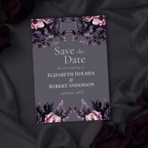 Gothic Plum Floral Save the Date