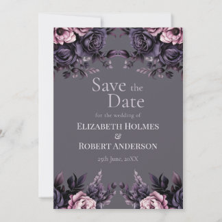 Invitación Gothic Plum Floral Save the Date