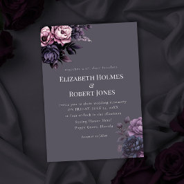 Invitación Gothic Plum Floral Wedding Invitation