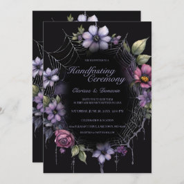 Invitación Gothic Purple Spider Floral Web Handfasting