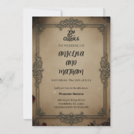 Invitación Gothic Raven Floral Wedding Arch Invitation