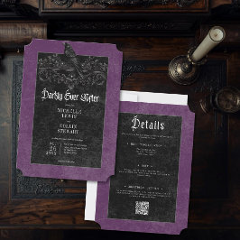 Invitación Gothic Raven Purple Darkly Ever After Wedding