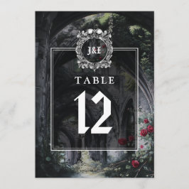 Invitación Gothic Ruins Floral Monogram Table Number