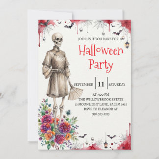 Invitación Gothic Skeleton Man Halloween Party Invitation