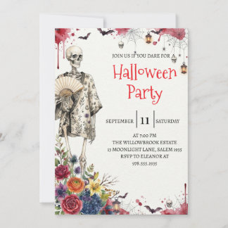 Invitación Gothic Skeleton Man Halloween Party Invitation