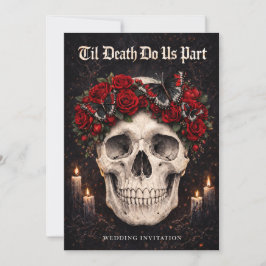 Invitación Gothic Skull and Roses Wedding Invitation