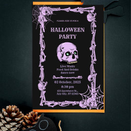 Invitación Gothic Skull Halloween Invitation Dark & Elegant