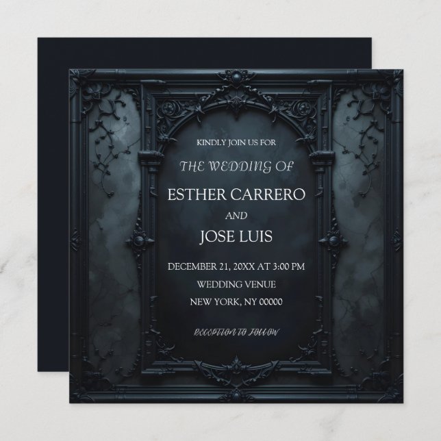 Invitación Gothic Square Frame Wedding Invitation (Anverso / Reverso)