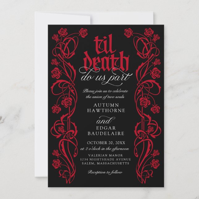 Invitación Gothic Til Death Wedding (Anverso)
