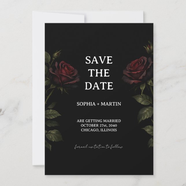 Invitación Gothic Wedding Save The Date (Anverso)