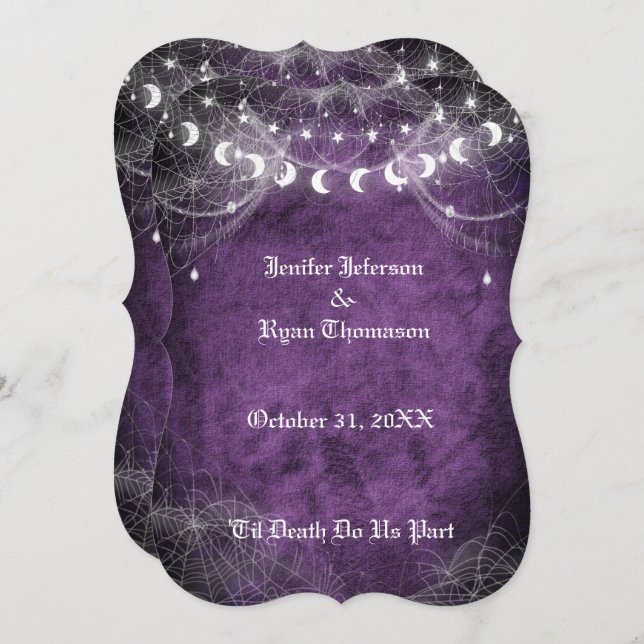 Invitación gótica a la boda de Halloween (Anverso / Reverso)