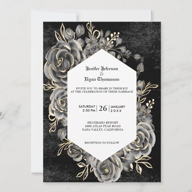 Invitación gótica a la boda de Halloween (Anverso)