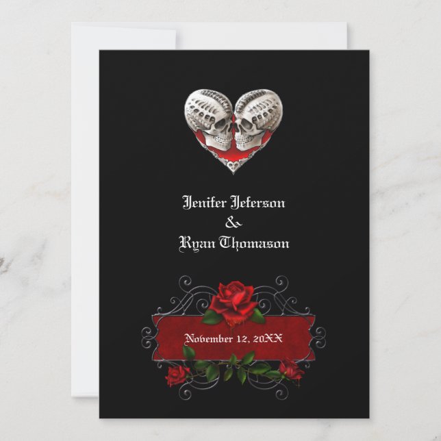 Invitación gótica a la boda de Halloween (Anverso)