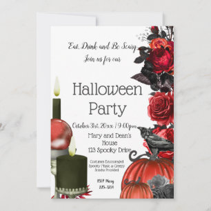Invitación gótica, bruja de Halloween