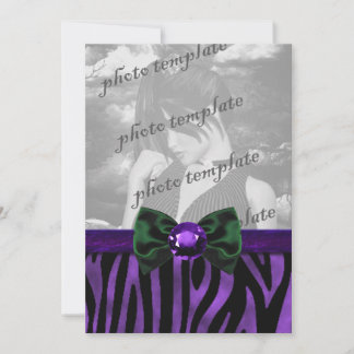 Invitación Gótica con Lazo con Joyas de Cebra Púrp
