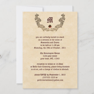 Invitación gótica con monograma de rubí y oro