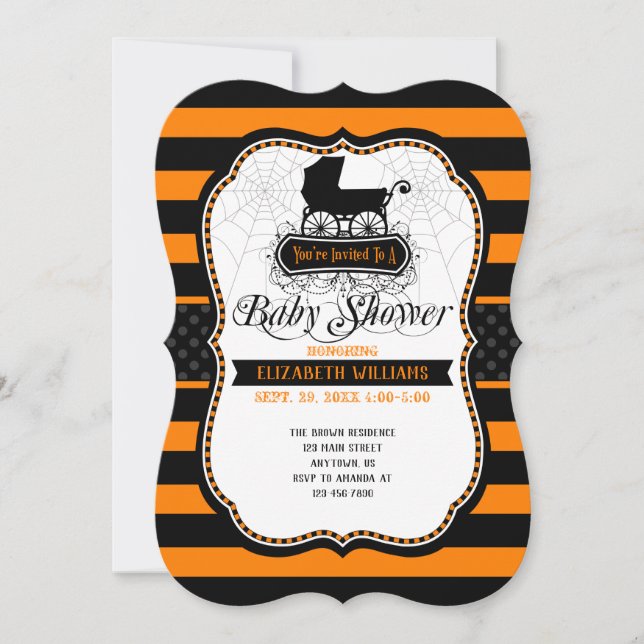 Invitación gótica de Baby Shower a Halloween (Anverso)