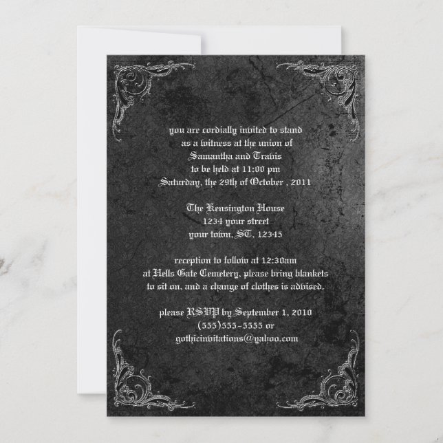 Invitación gótica de Grunge Rosa Damask (Anverso)