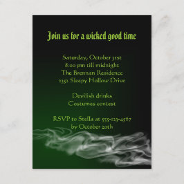 Invitación gótica de Halloween con humo verde malv