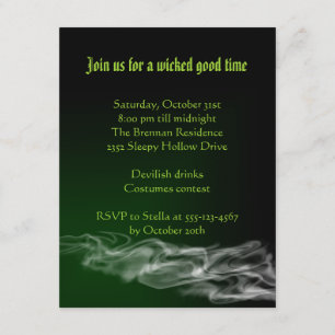 Invitación gótica de Halloween con humo verde malv