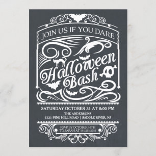 Invitación gótica de Halloween en Chalkboard