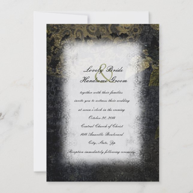 Invitación gótica de la boda del misterio oscuro (Anverso)