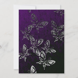 Invitación gótica de mariposas plateadas