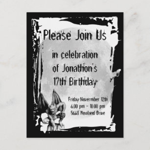 Invitación gótica del cumpleaños del Gargoyle y de