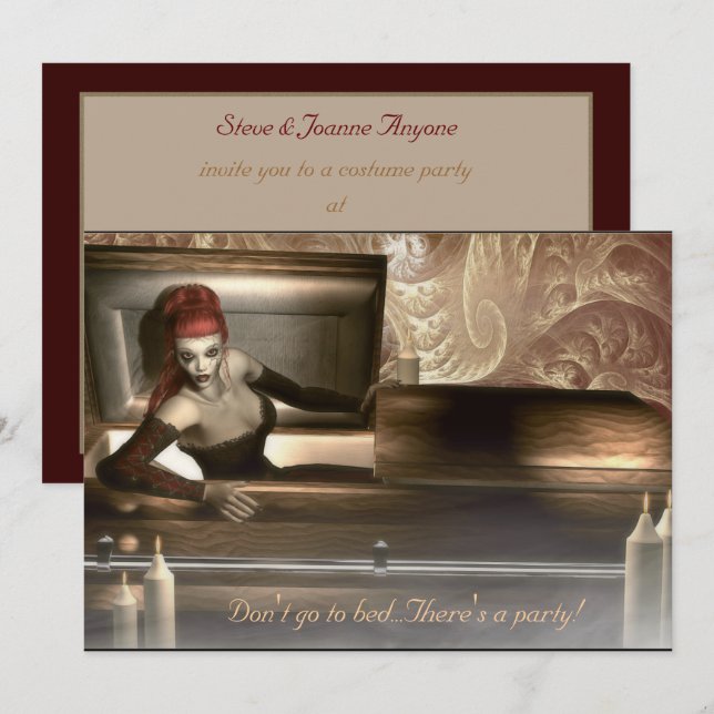 Invitación gótica del fiesta del vampiro (Anverso / Reverso)