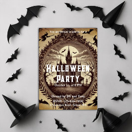 Invitación Gótica fiesta de Halloween en la Casa de la Victor