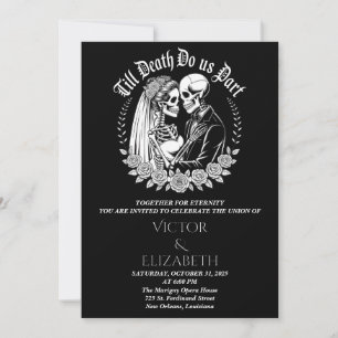 Invitación Gótica negra hasta la muerte nos hace Boda de part