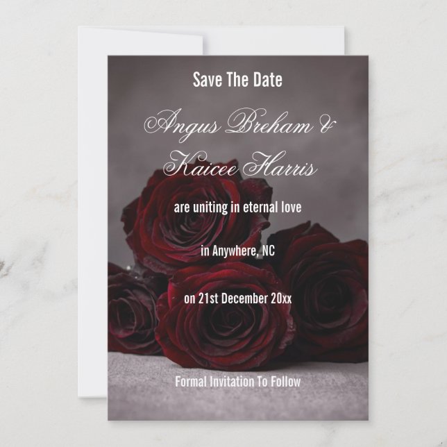 Invitación gótica para guardar la fecha (Anverso)