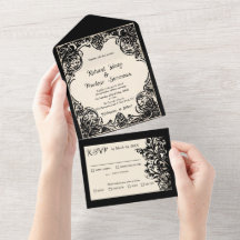 Invitación gótica personalizada todo en una boda