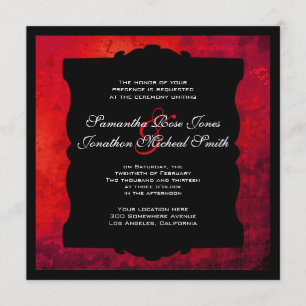 Invitación gótica roja apenada de la boda