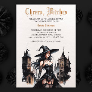 Invitación Gótico acuático Witch Halloween Bridal Shower
