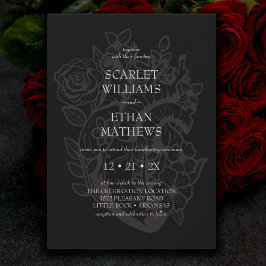 Invitación Gótico Ayuno Negro Floral Corazón elegante