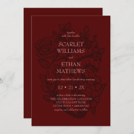 Invitación Gótico Ayuno Sangre Rojo Floral Corazón elegante