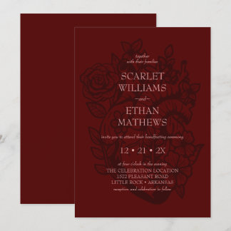 Invitación Gótico Ayuno Sangre Rojo Floral Corazón elegante