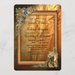 Invitación Gótico - Boda Steampunk Sobre Cuero