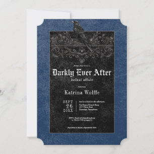 Invitación Gótico Cuervo Negro y Rosas Azules Baby Shower