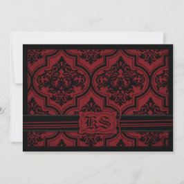 Invitación Gótico Damask Red Grunge Bridal Shower