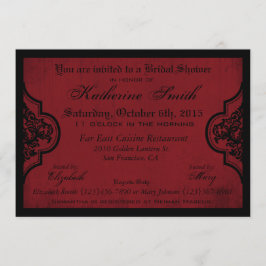 Invitación Gótico Damask Red Grunge Bridal Shower