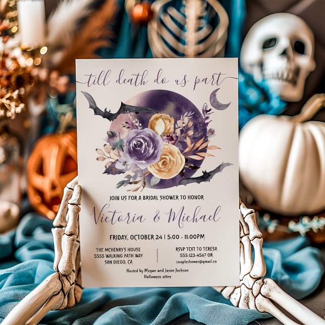 Invitación Gótico de Halloween Luna Llena Floral Bridal Showe (Subido por el creador)