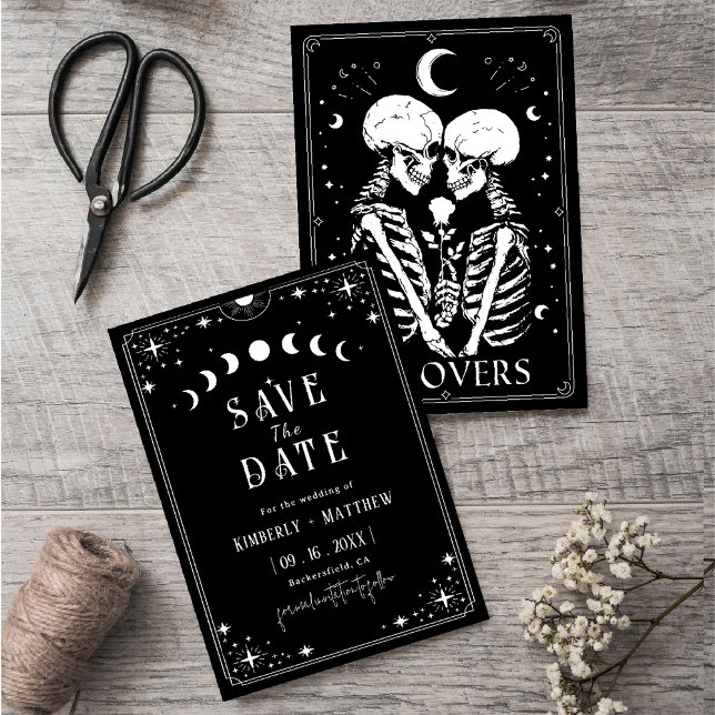 Invitación Gótico de tarot negro guardar la boda de fecha (Subido por el creador)