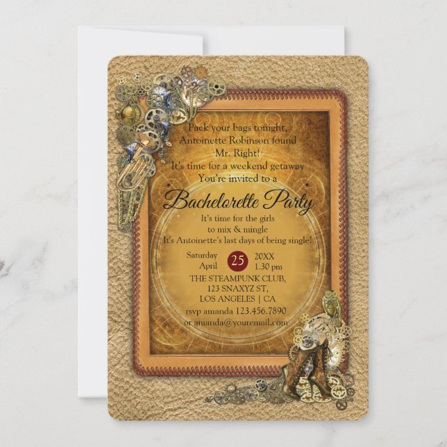Invitación Gótico - Fiesta de la bachillerato de Steampunk (Anverso)