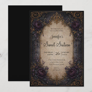 Invitación Gótico floral temperamental Cumpleaños 16