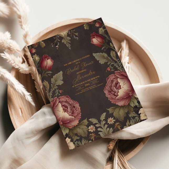 Invitación Gótico Floral Victorian Bridal Shower (Subido por el creador)